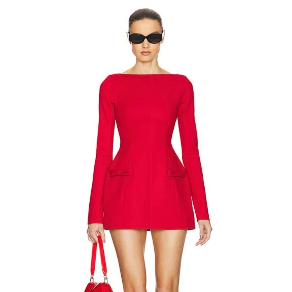 Helsa The Parasol Dress in Lipstick Red